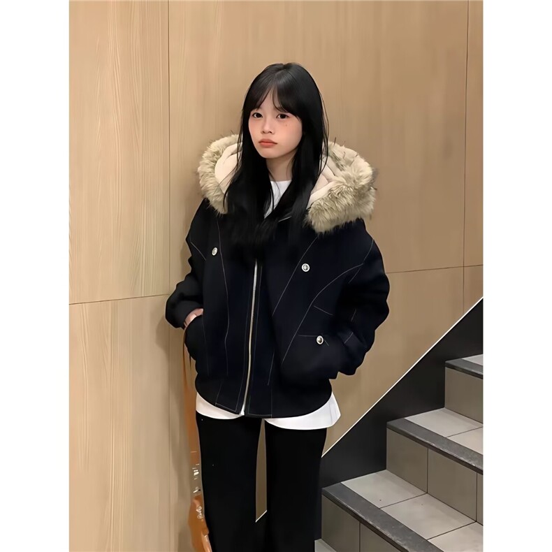 2025美式复古座山雕派克棉服外套男女冬季毛领连帽短款情侣棉衣,男装棉衣,星座506A