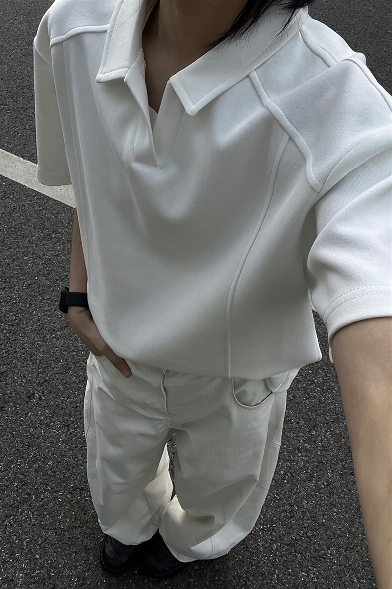 现货重磅POLO衫夏季短袖翻领半袖上衣cleanfit正肩t恤衫S419特28,男装T恤,电商A233-1
