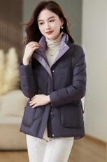 红色轻薄羽绒服女短款2025冬季新款高端洋气减龄妈妈立领保暖外套，女装羽绒服，魅影