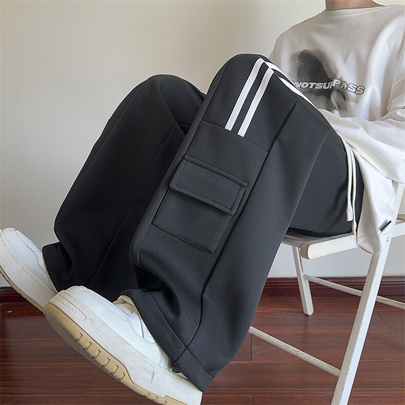 815A-MK97952-P45特美式条纹工装裤休闲裤直筒多口袋运动裤男,男装工装外套,星座815A