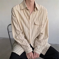 长袖衬衫日系港风宽松衬衣男潮流百搭休闲外套AA388-P42，男装衬衫，星座208-5