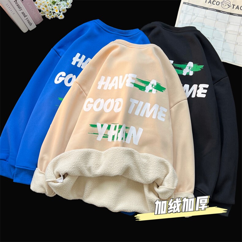抖音供货、重磅加绒加厚卫衣秋圆领宽松D223A-DY-WY2209-P45,男装卫衣,电商019-1