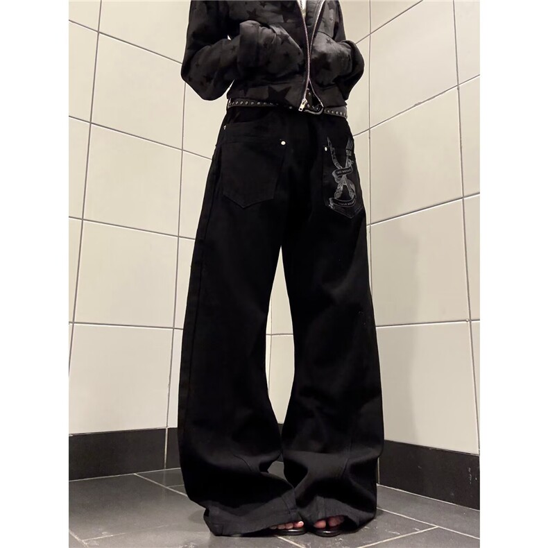 黑色烫钻牛仔裤男款小脚修身秋冬欧货潮流休闲裤子男高端潮牌弹力图片