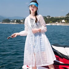 2024夏季新款防晒衣中长款印花超薄连帽宽松版,女装防晒衣,蝶眷