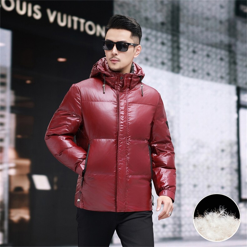新款防水90绒黑金羽绒服外套男士秋冬季时尚休闲拆卸帽羽绒服大衣,男装羽绒服,钱塘723