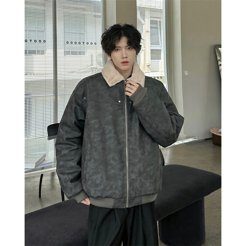 W8217P130控178皮毛扎染加绒加厚宽松休闲棉衣棉服,男装棉衣,电商B205