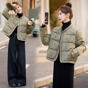 狐狸毛羽绒服女提花短外套2024冬季新款新中式白鸭绒上衣图片