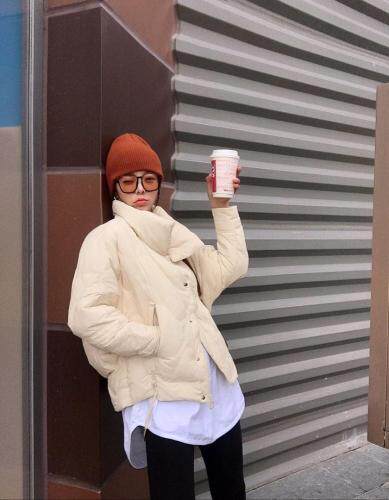 压线立领90羽绒SML，女装，尚映