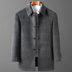 中老年男士毛呢大衣大码中长款呢子加厚中年外套爸爸装H2899-P260，男装毛呢大衣，电商B212（原钱塘6029）