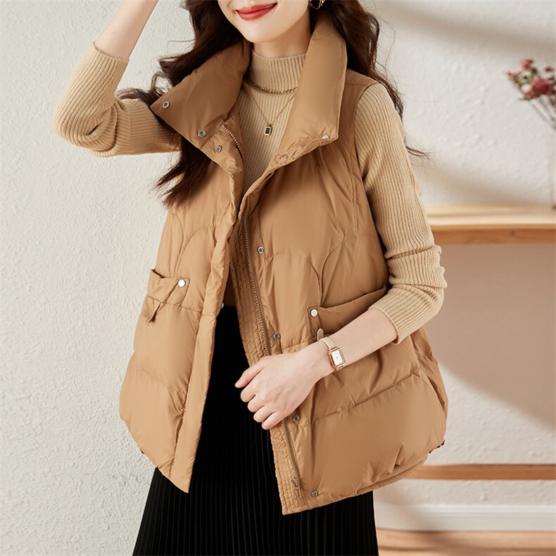 2022新款羽绒服马甲90%白鸭绒加厚休闲/淑女拉链休闲款,女装羽绒服,蝶眷