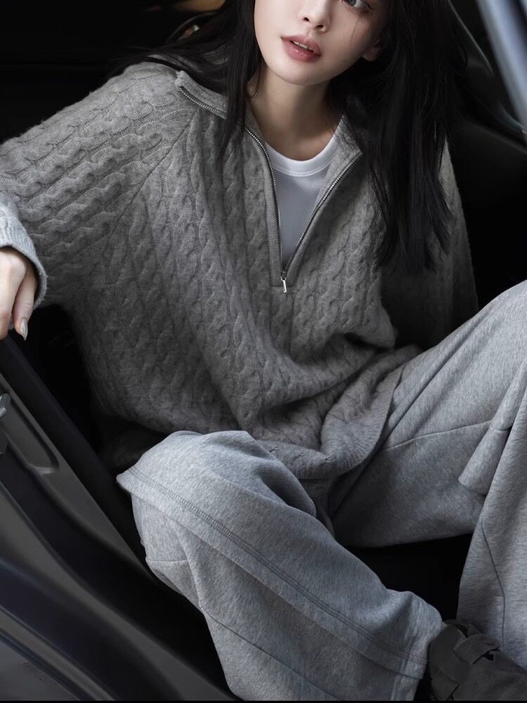 秋冬保暖纯色简约立体绞花女士羊毛衫羊毛,女装羊毛衫,思途羊绒