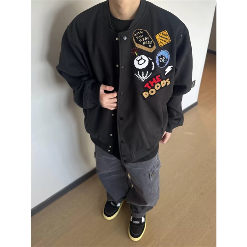 网图有货美式街头徽章字母刺绣棒球服外套男女宽松夹克A881-P43,男装夹克,星座1505