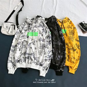 703-W195 秋冬薄绒卫衣 数码印花潮流卫衣图片