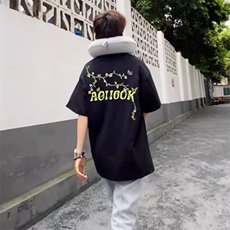 万针全刺绣工艺高品质260克双纱纯棉美式高街短袖T恤特P33，男装T恤，电商A486