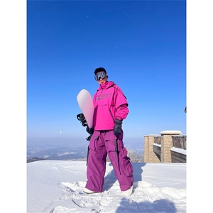 紫罗兰2026新款滑雪裤男单板防水加厚保暖美式重工雪裤男女图片