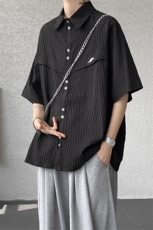 CS1140特-特批40控78肌理纹oversize宽松情侣短袖短袖大码衬衫，男装T恤，电商A059
