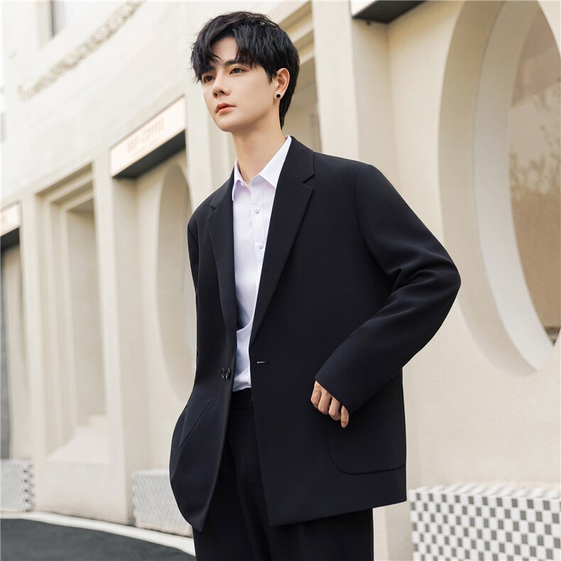 高级感痞帅西服套装男士春秋宽松垂感休闲西装男外套X85816-p215，男装西服，电商A355（原A415）