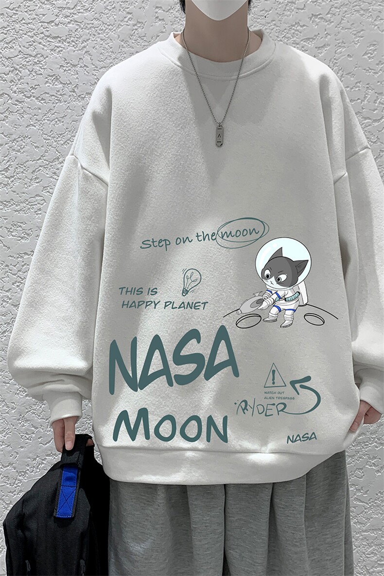 NASA圆领卫衣男大码加厚加绒长袖t恤男S6187-P28加绒款-P33,男装卫衣,电商A040