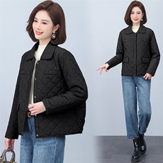 2023年冬季翻领小香风绗绣短款棉衣，女装棉衣/棉服，文熹诺