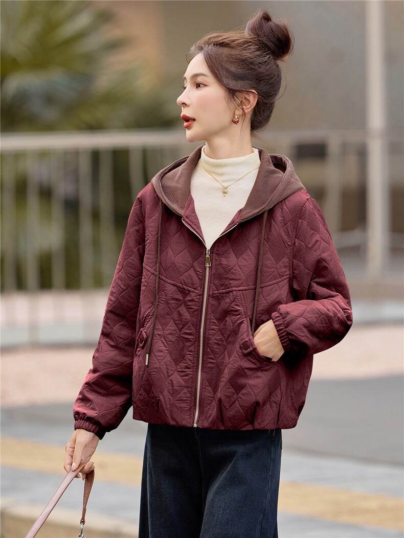 短款连帽棉衣女2025冬季新款时尚减龄棉服休闲宽松夹棉外套,女装棉衣/棉服,余墨