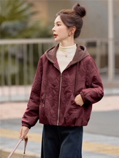 短款连帽棉衣女2025冬季新款时尚减龄棉服休闲宽松夹棉外套，女装棉衣/棉服，余墨