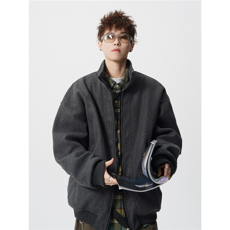 现货-廓形松立领夹棉美式冬季呢料保暖外套218-7-M138-P95-控158，男装棉衣，星座218-7