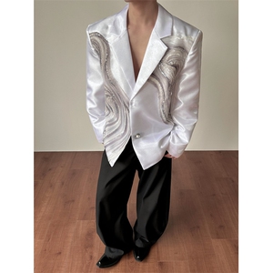 26春夏礼服重工珠片刺绣亮面珍珠西装外套xz196-p258图片