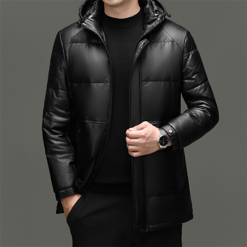BG-X5603冬季男士海宁真皮羽绒服山羊皮风衣鹅绒内胆百搭外套,男装风衣,电商B360A（原721A）