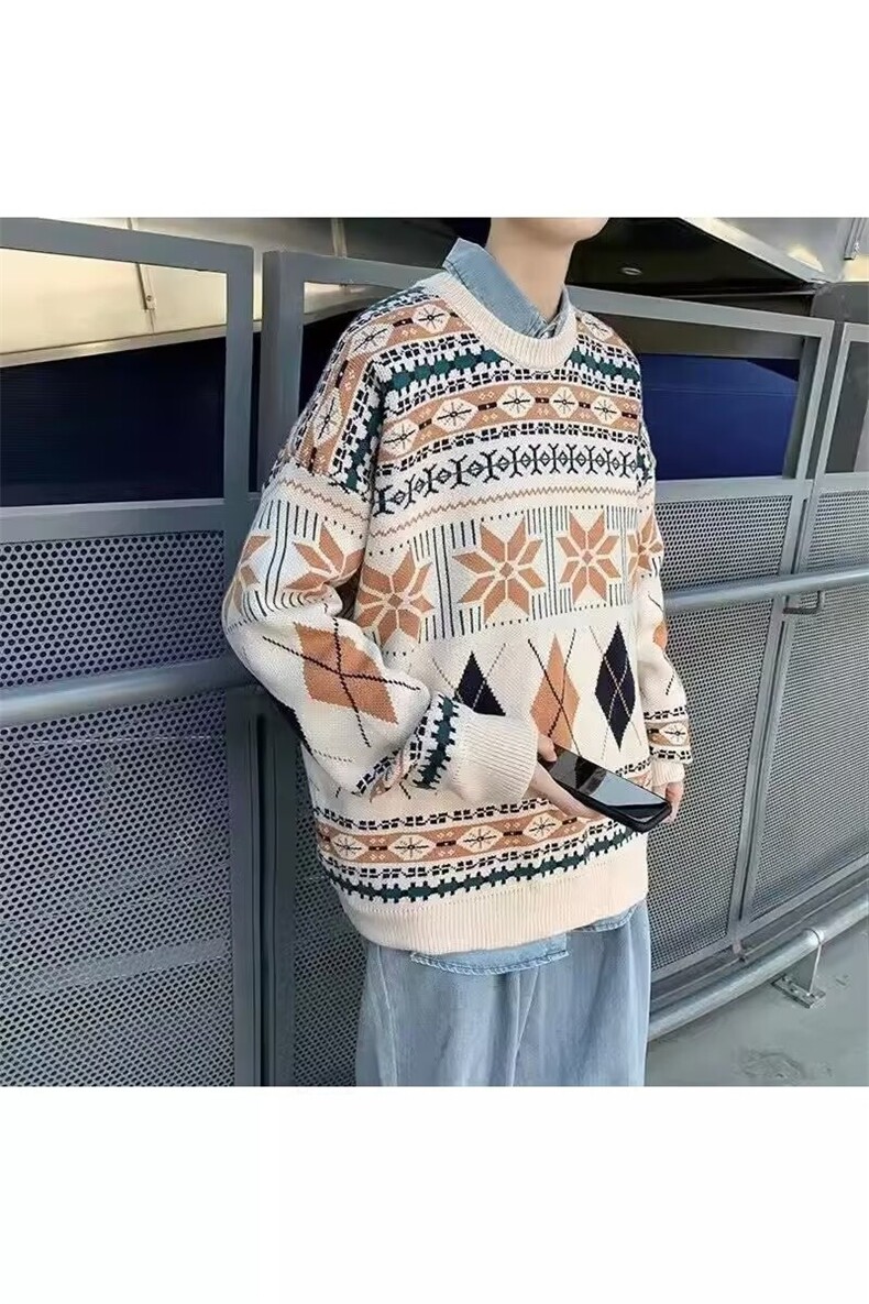 秋冬款复古套头毛衣男ins情侣韩版潮流港风个性宽松慵懒风针织,男装针织衫/毛衣,星座218-1（原230）