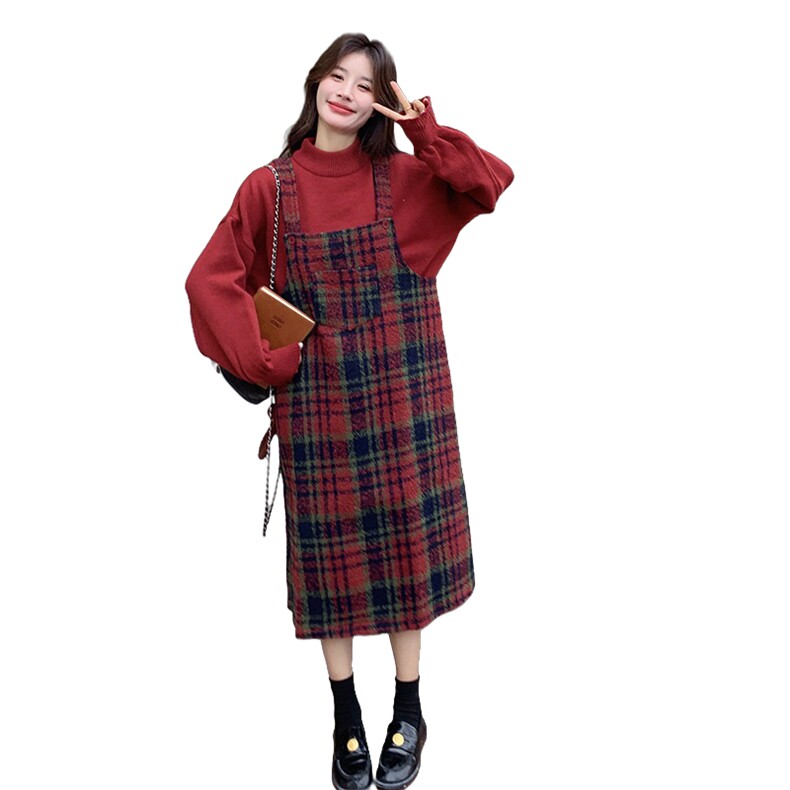 新款26早春韩系格子毛呢毛衫背心裙套装6207-P175-K258,女装套装/套裙,2C057