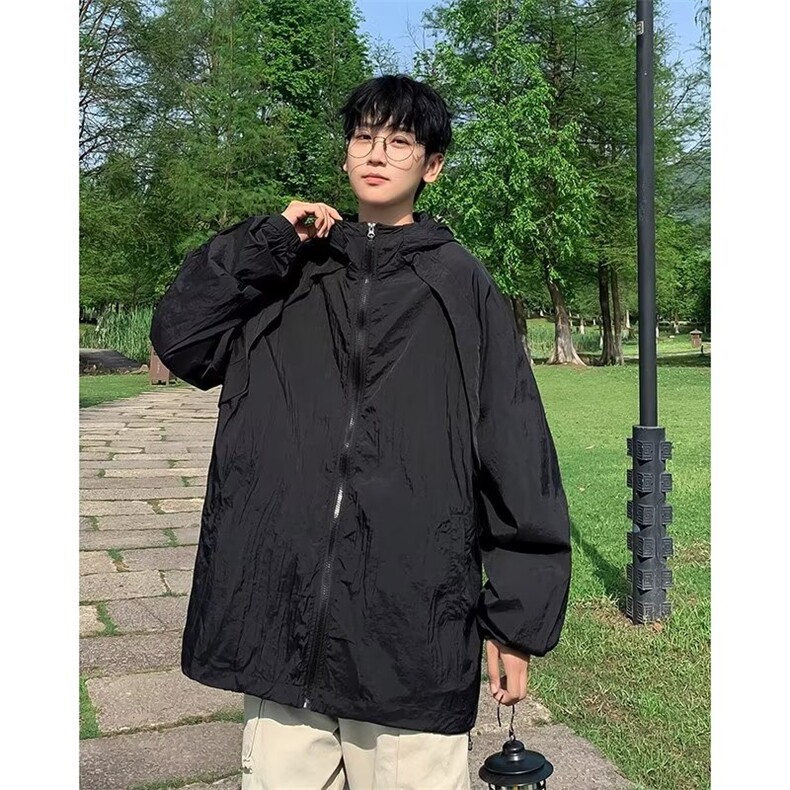 机能连帽防晒衣男夏季薄款防晒服痞帅户外冲锋衣外套HT76,男装防晒衣,星座1116A-1（原606A）