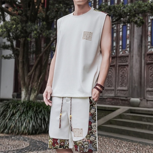 背心套装男拼接小熊休闲运动短裤夏季短裤两件套A266-TZ2208-P46图片