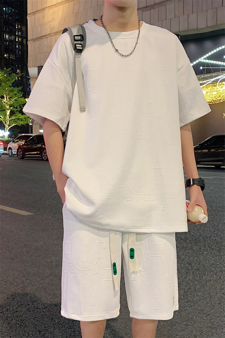 ！2025夏季新款男士提花短袖套装TZH259（TT246+DK259）特P50,男装T恤,电商B220