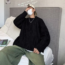 常规纯色宽松型圆领春季网红男女情侣设计慵懒风外套毛衣潮青少年，男装针织衫/毛衣，星座506A