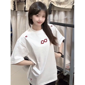 H0863-P35推荐#全刺绣休闲宽松短袖情侣款短袖T恤图片