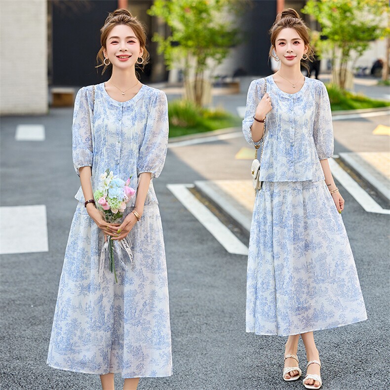 2025夏季新款法式气质印花连衣裙女高级感小众设计感,女装连衣裙,香莘料
