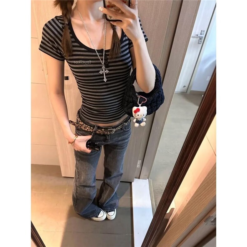 新款t恤女夏季修身显瘦辣妹上衣简约时尚无品牌气质百搭原宿潮流,男装T恤,星座506A