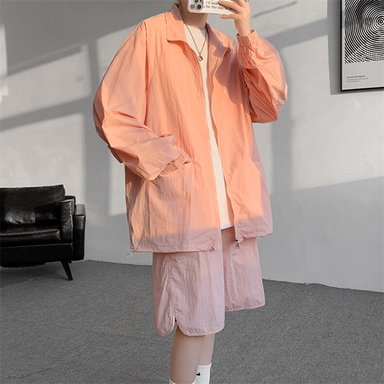 8XL-M特大码冰丝防晒服短裤套装男户外防晒衣运动外套潮TZ102P65，男装防晒衣，电商D206-1