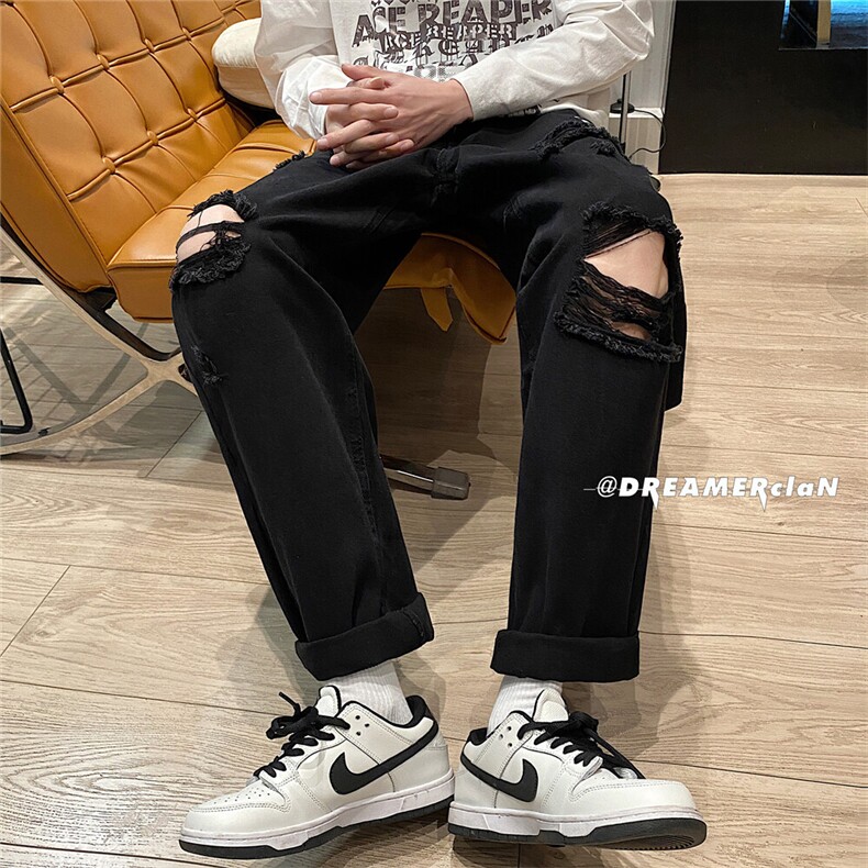 k701-p48-控68 M-5XL 美式高阶黄泥拉链宽松大码牛仔裤cityboy图片