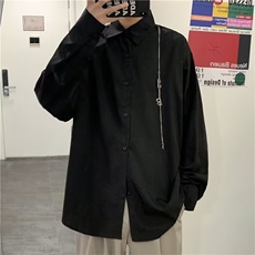 垂感白色衬衣男女炸街宽松休闲纯色简约长袖衬衫C607-P38，男装衬衫，星座1109-3