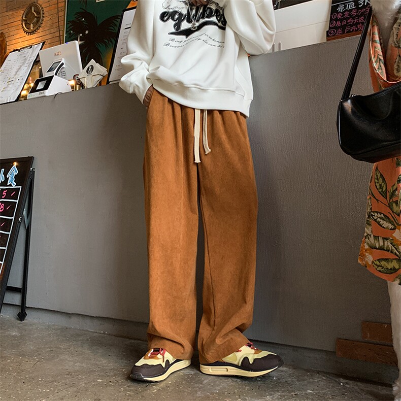 灯芯绒休闲裤男港风潮流帅气2023秋冬季新款ins宽松长裤K2618-P32,男装休闲裤,星座412-3