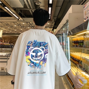 xZ116-T130-p30-M-5XL撞色男潮牌美式情t恤男夏季印花,灰色运动鞋搭配灰色t恤图片