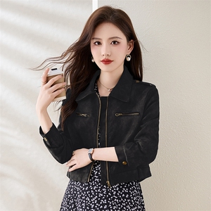 高级感皮衣短外套女2025春秋新款洋气显瘦小个子机车pu皮夹克上衣图片