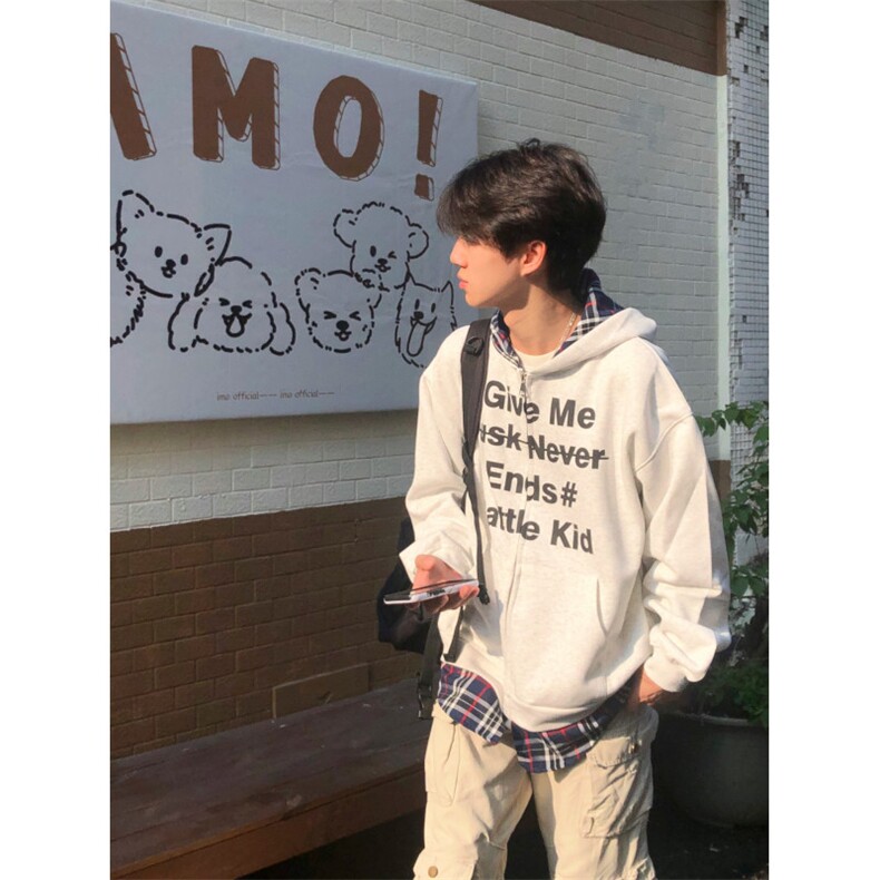 【有货】假两件卫衣男高级感痞帅拼接格子衬衫外套K04LL-特P55,男装卫衣,星座1007（原301D）