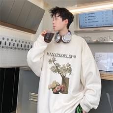 电商DSA028-LPWYF272100聚酯P30新款麂皮绒印花圆领卫衣男限48，男装卫衣，电商A028