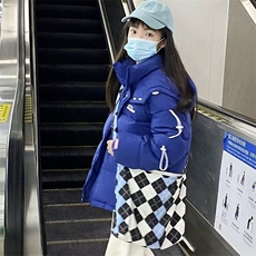 克莱因蓝冬季面包服宽松保暖设计感连帽棉袄中性情侣学院风潮，男装棉衣，星座506A
