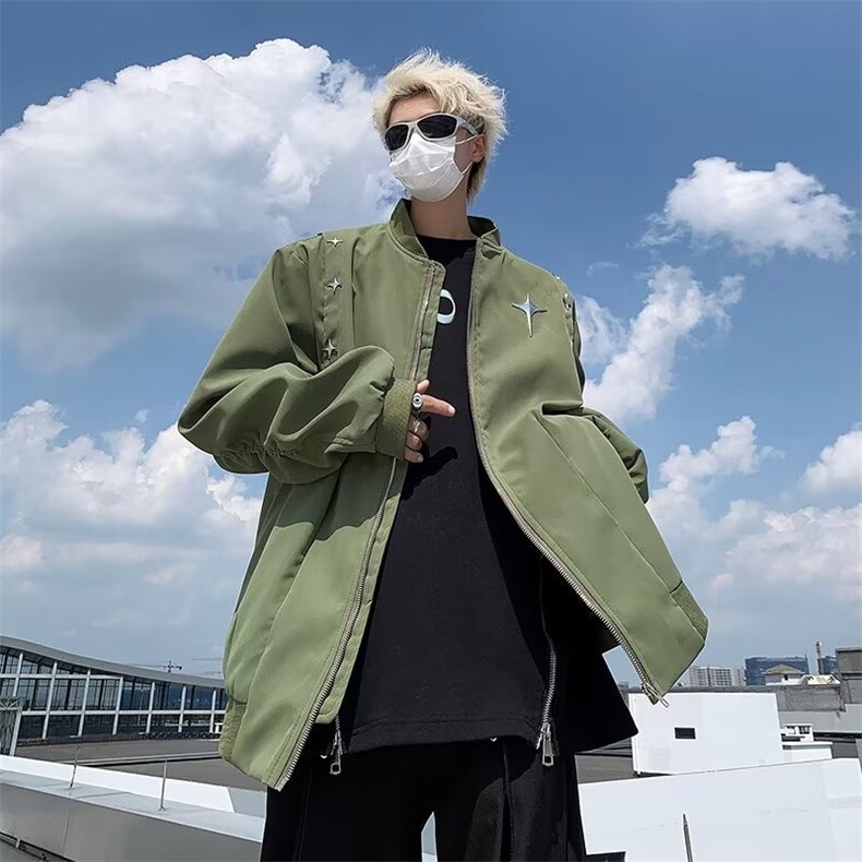 美式复古外套女春秋2024新款小众冬季加厚飞行员夹克棒球服JY170,男装夹克,星座1116A-1（原606A）