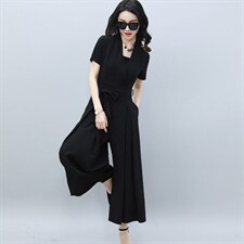 新款女装气质连体装简约V领收腰连体衣裤+抹胸，女装连体裤，美吧服饰