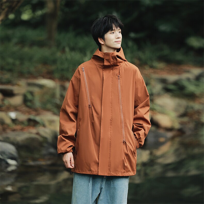 春季男士户外冲锋衣男夹克男士连帽防水外套潮流A266-JK8018-P45,男装夹克,电商A266