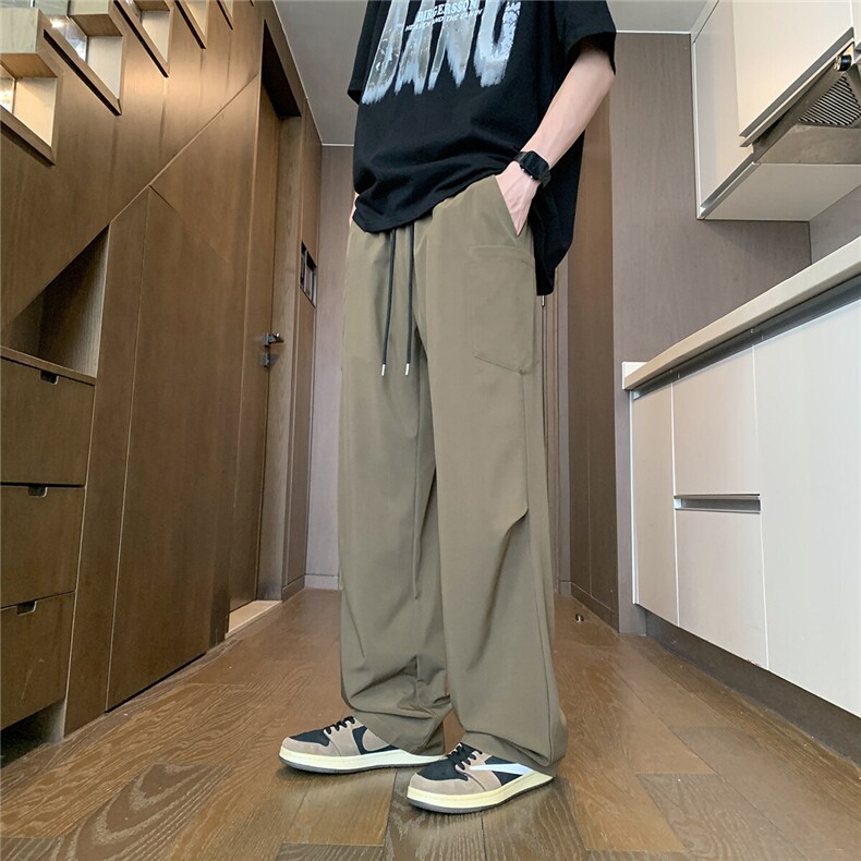 胖胖哥夏季大码帅气垂感长裤透气卫裤纯色简约潮流百搭宽松显瘦,男装休闲裤,电商A088